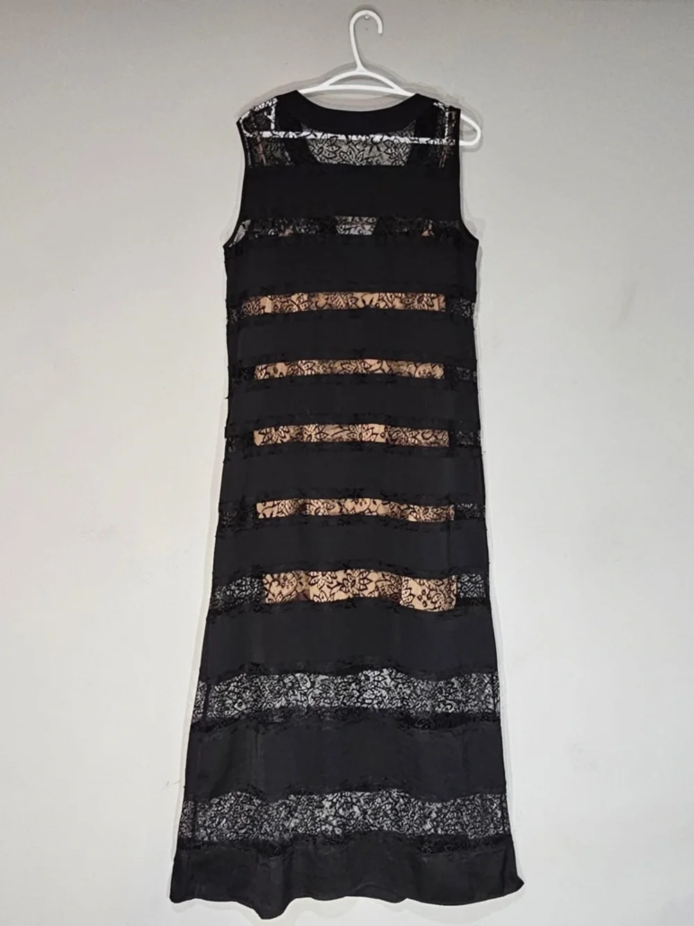 BCBG Angie Black Lace Panel Maxi Dress Size M - Picture 7 of 11